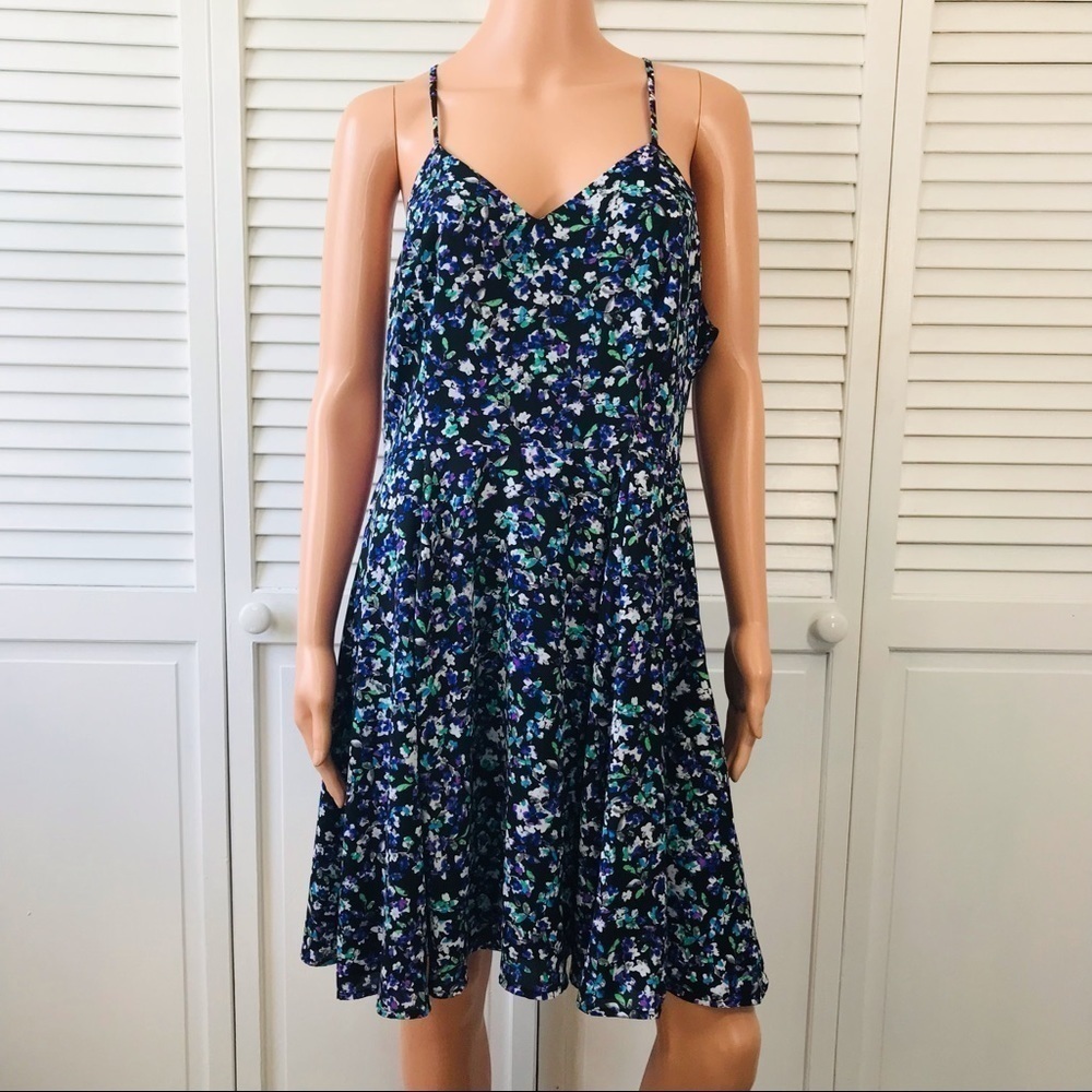 EXPRESS Black Floral Spaghetti Strap Dress Size 12